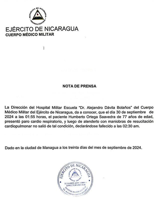 Humberto Ortega Saavedra, el histórico estratega militar del sandinismo, muere bajo el secuestro impuesto por su hermano y su cuñada